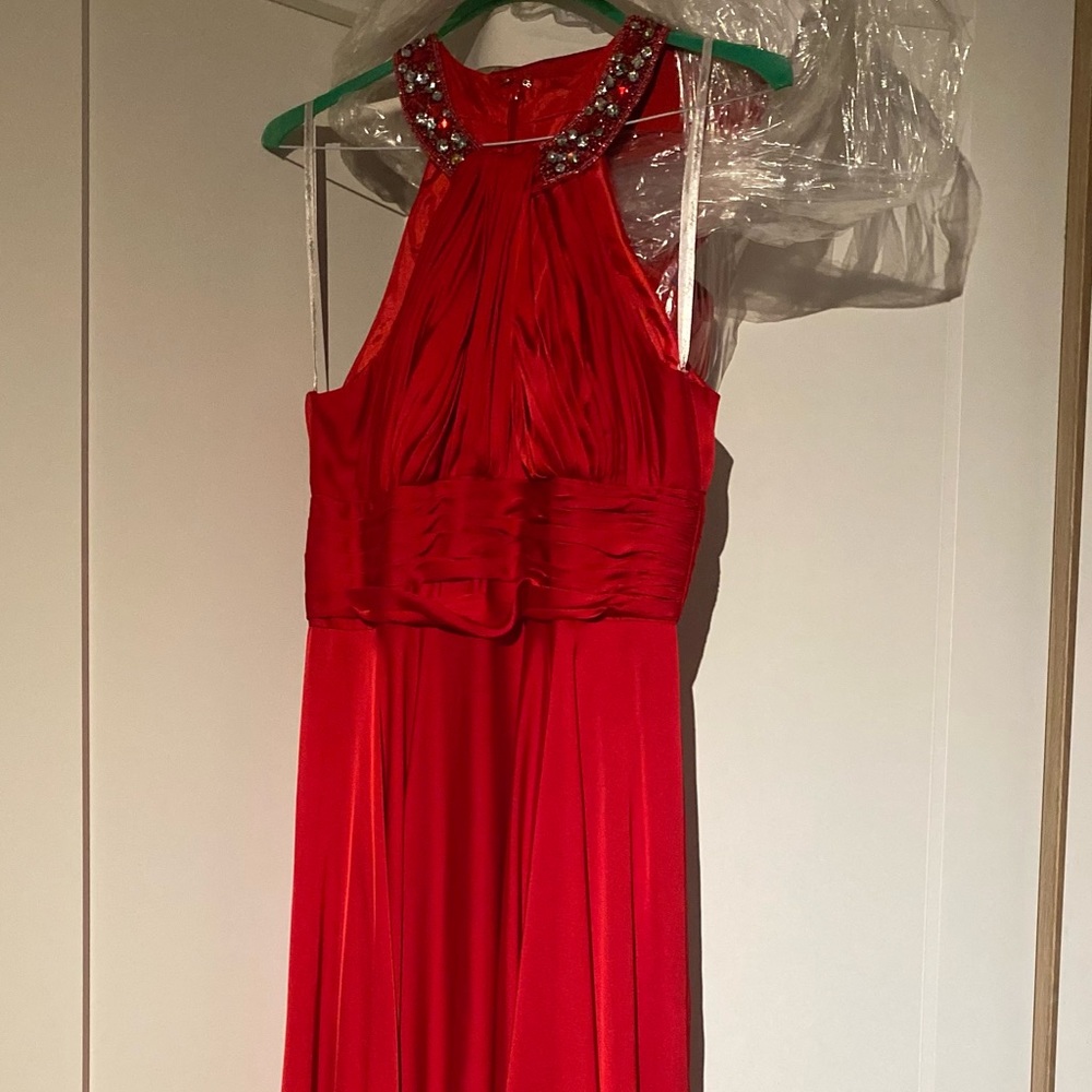Bridesmaid dress, color red, long formal dress, size L